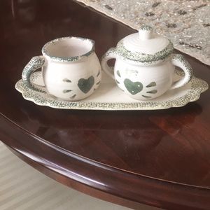 Heart Cream and Sugar Tray Set